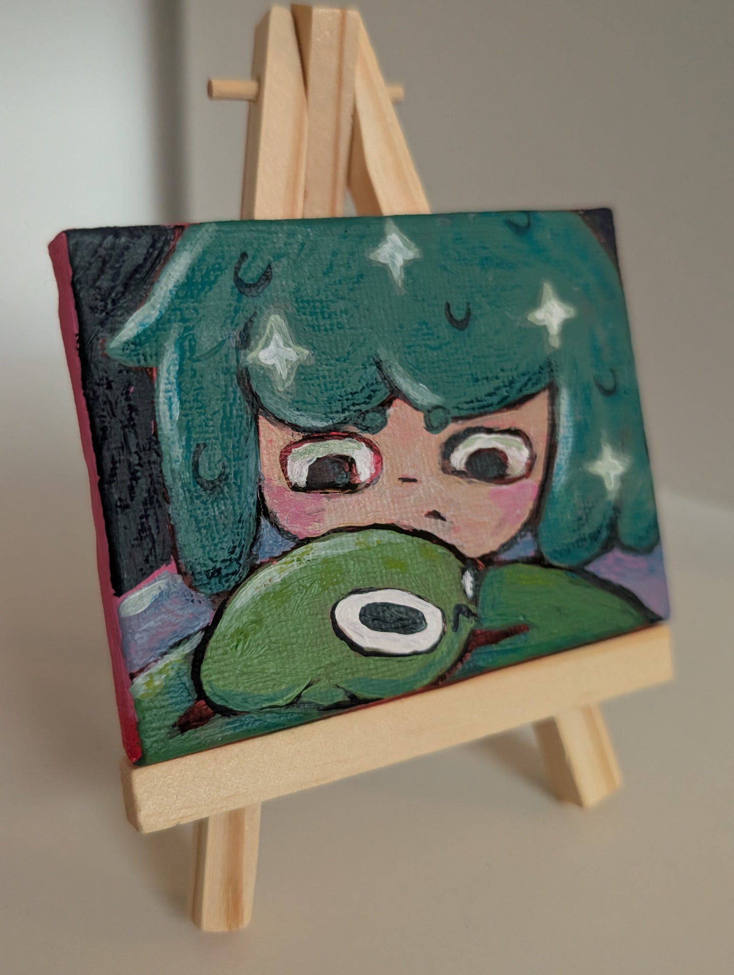 oh baby frog original painting + display stand