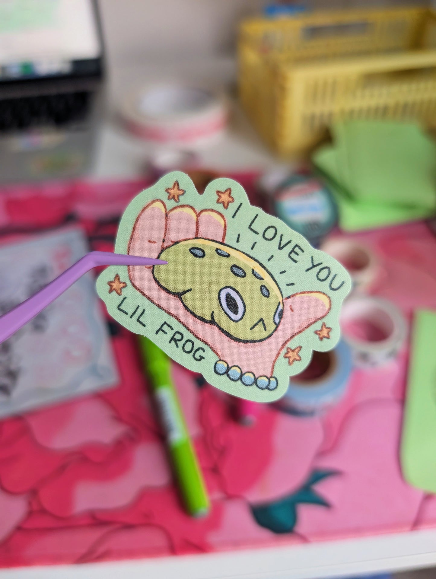 i love u lil frog sticker