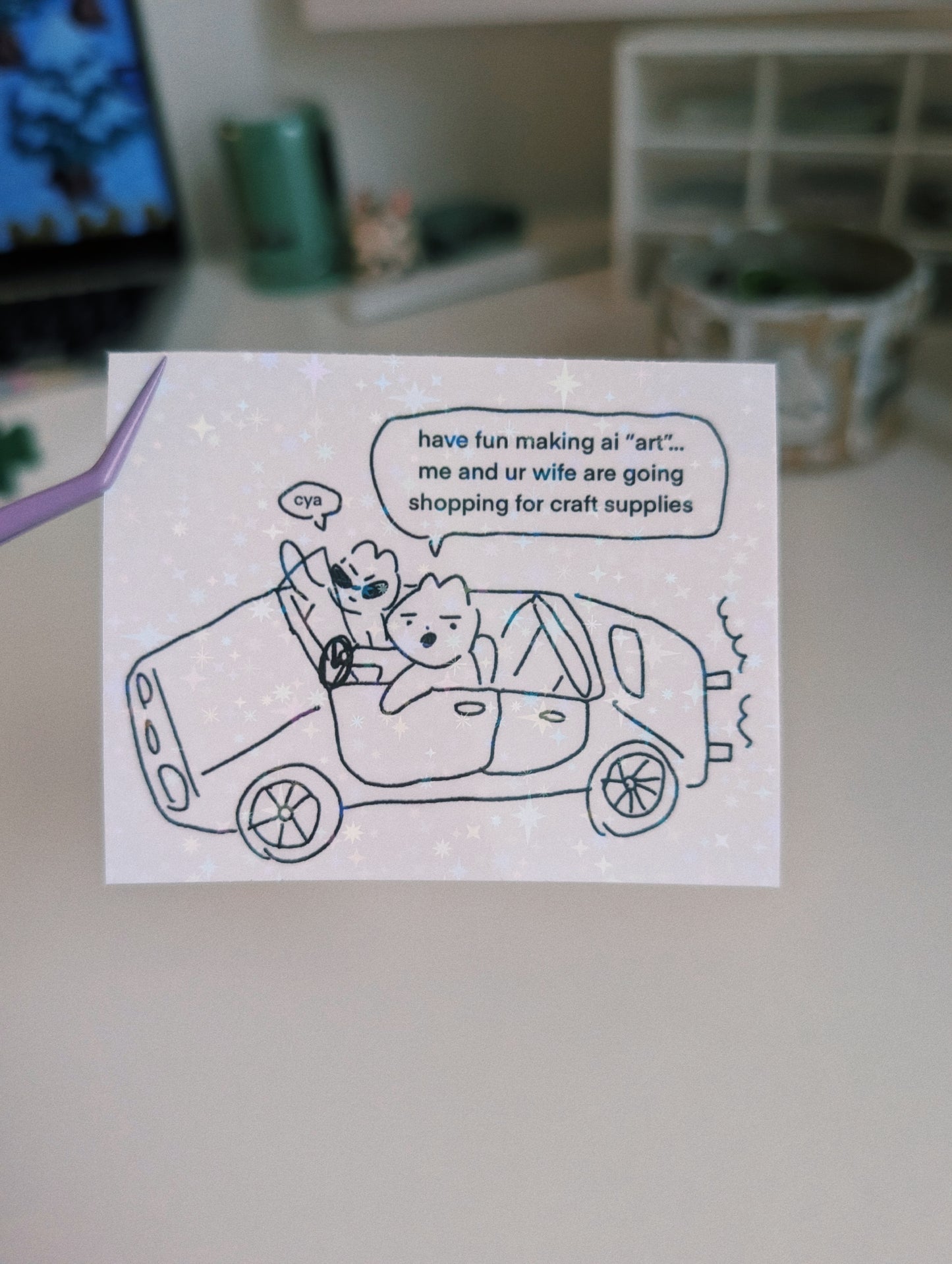 ai art sucks bunny sticker
