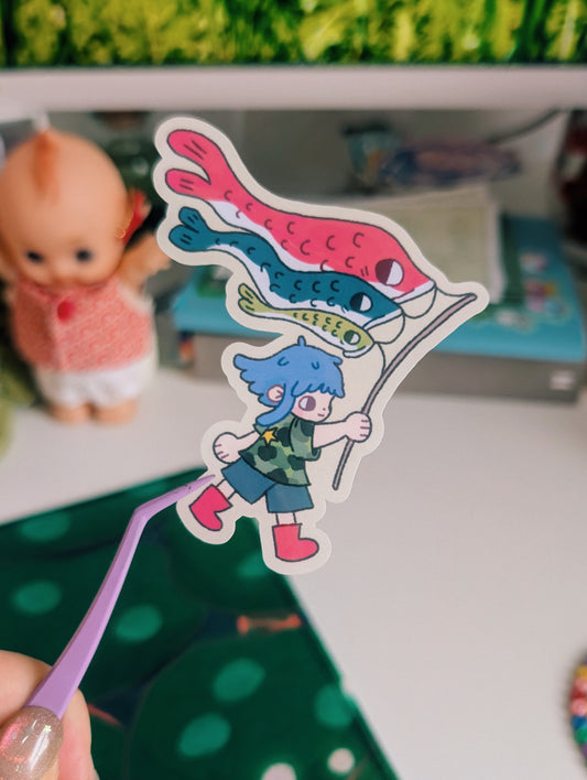 koinobori fish girl sticker