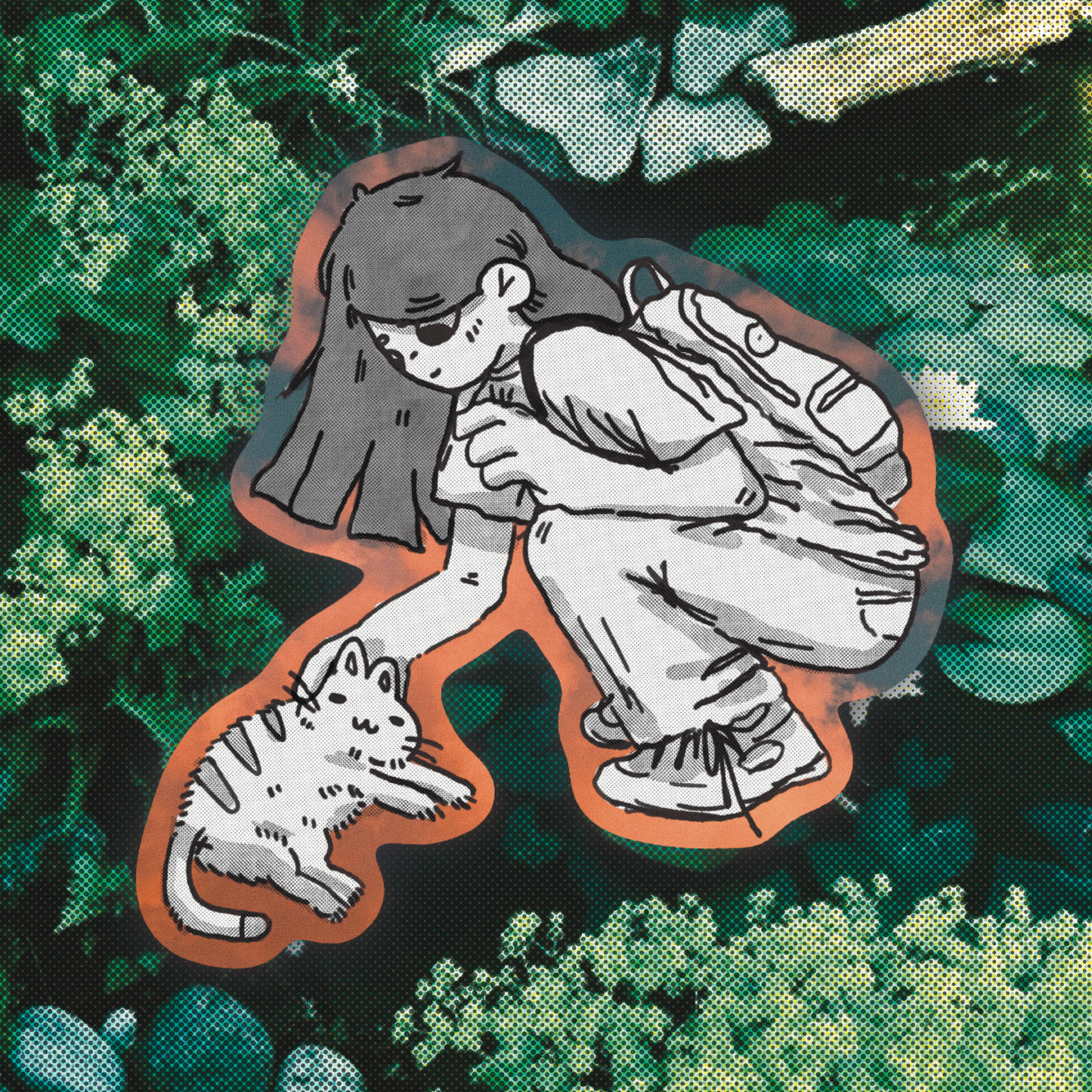 petting cats sticker