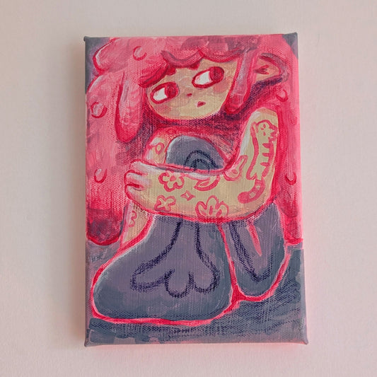 tattooed girl original painting
