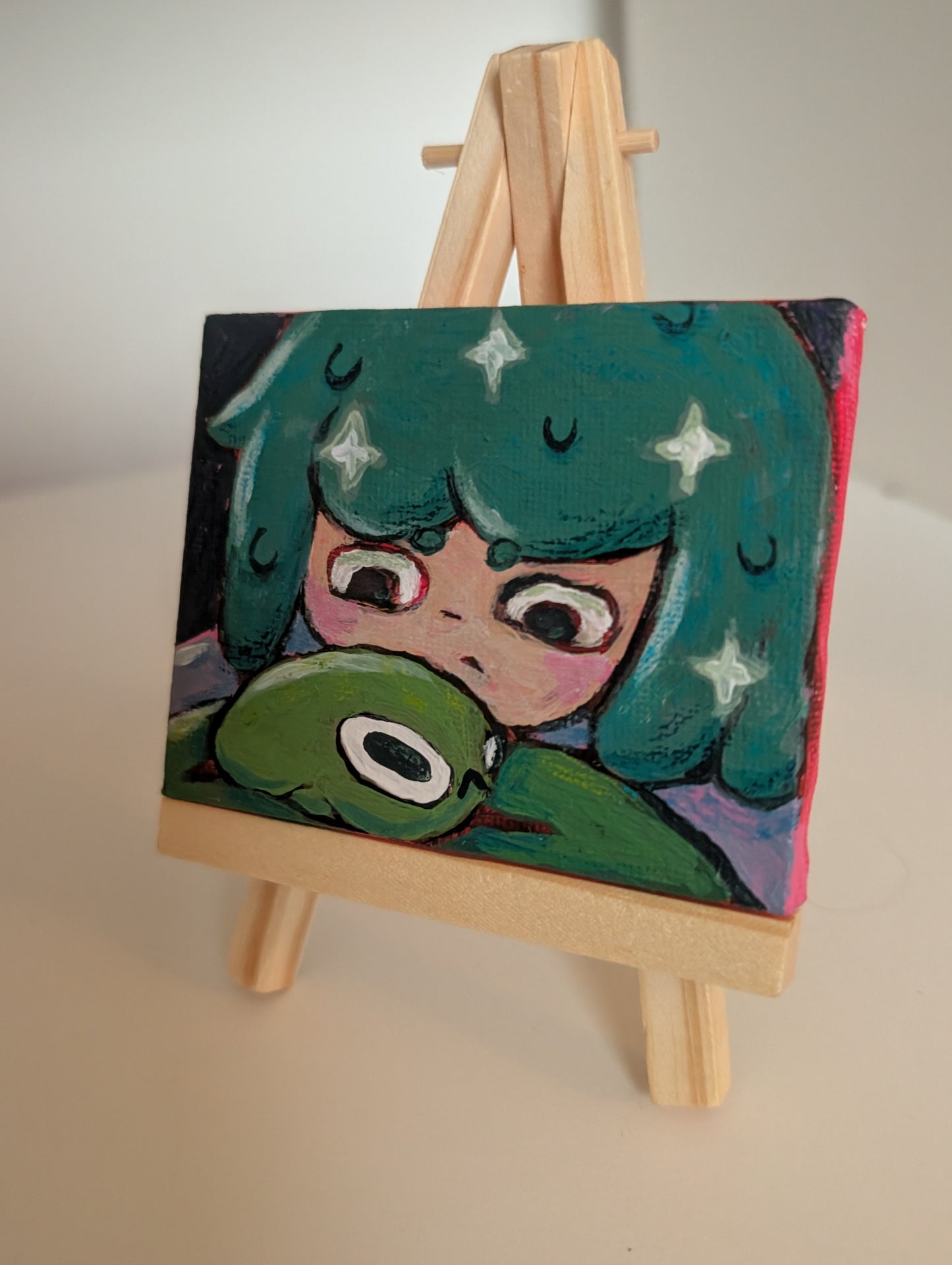 oh baby frog original painting + display stand