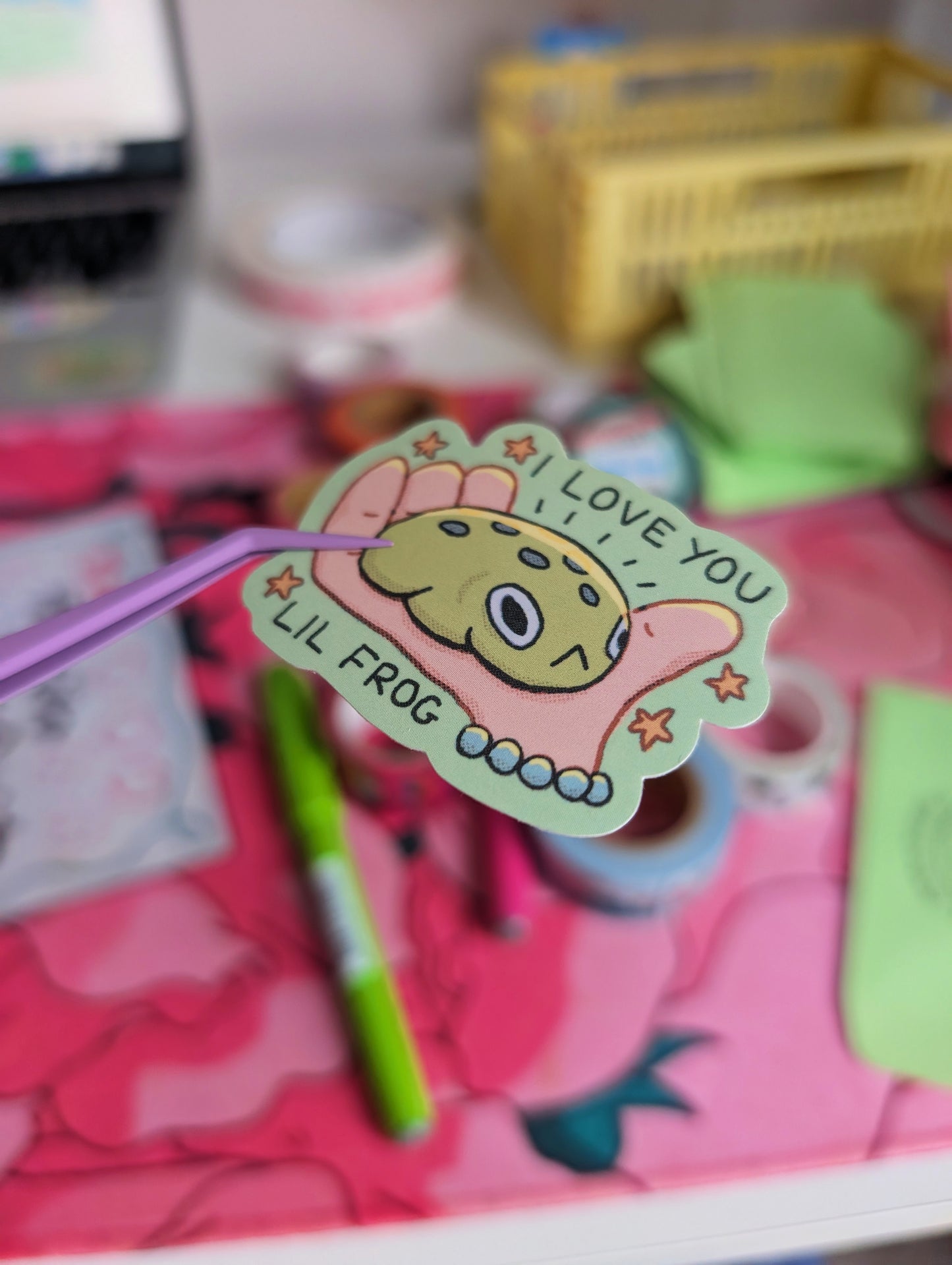 i love u lil frog sticker