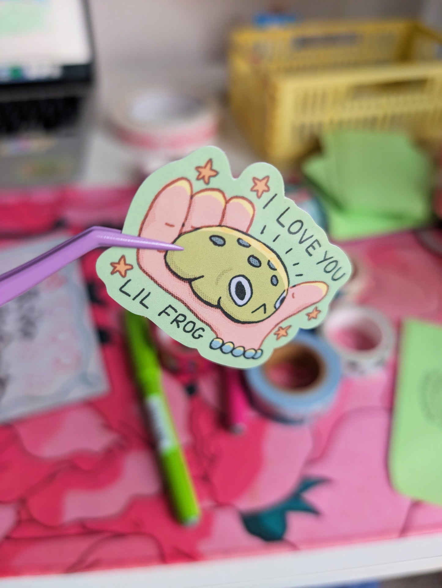 i love u lil frog sticker