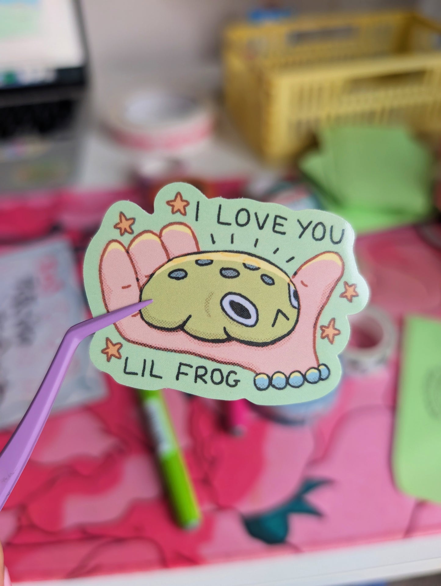 i love u lil frog sticker
