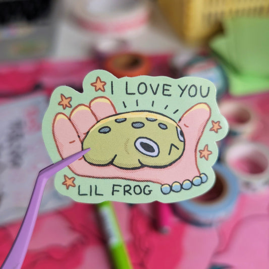 i love u lil frog sticker