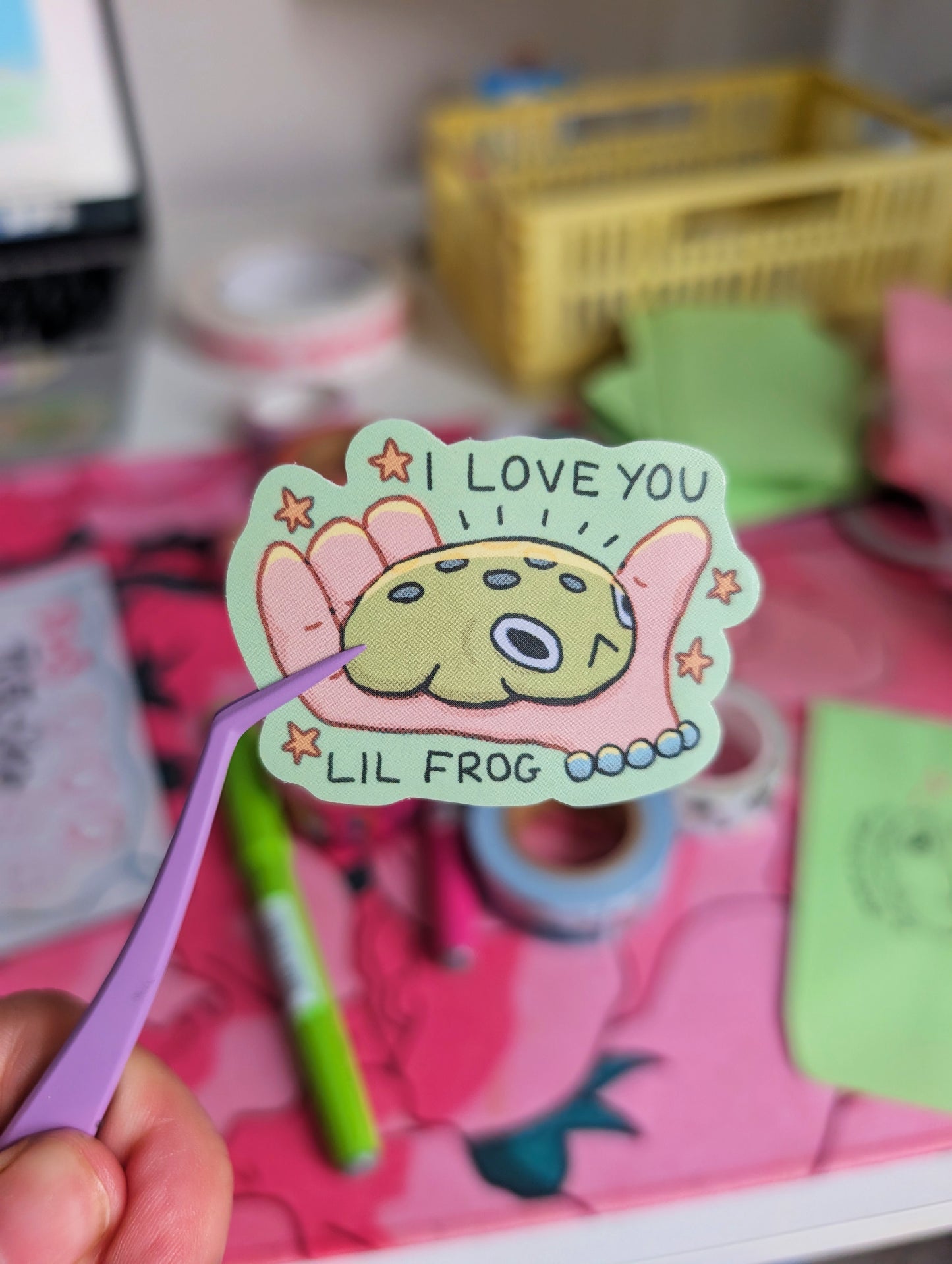 i love u lil frog sticker