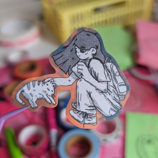 petting cats sticker