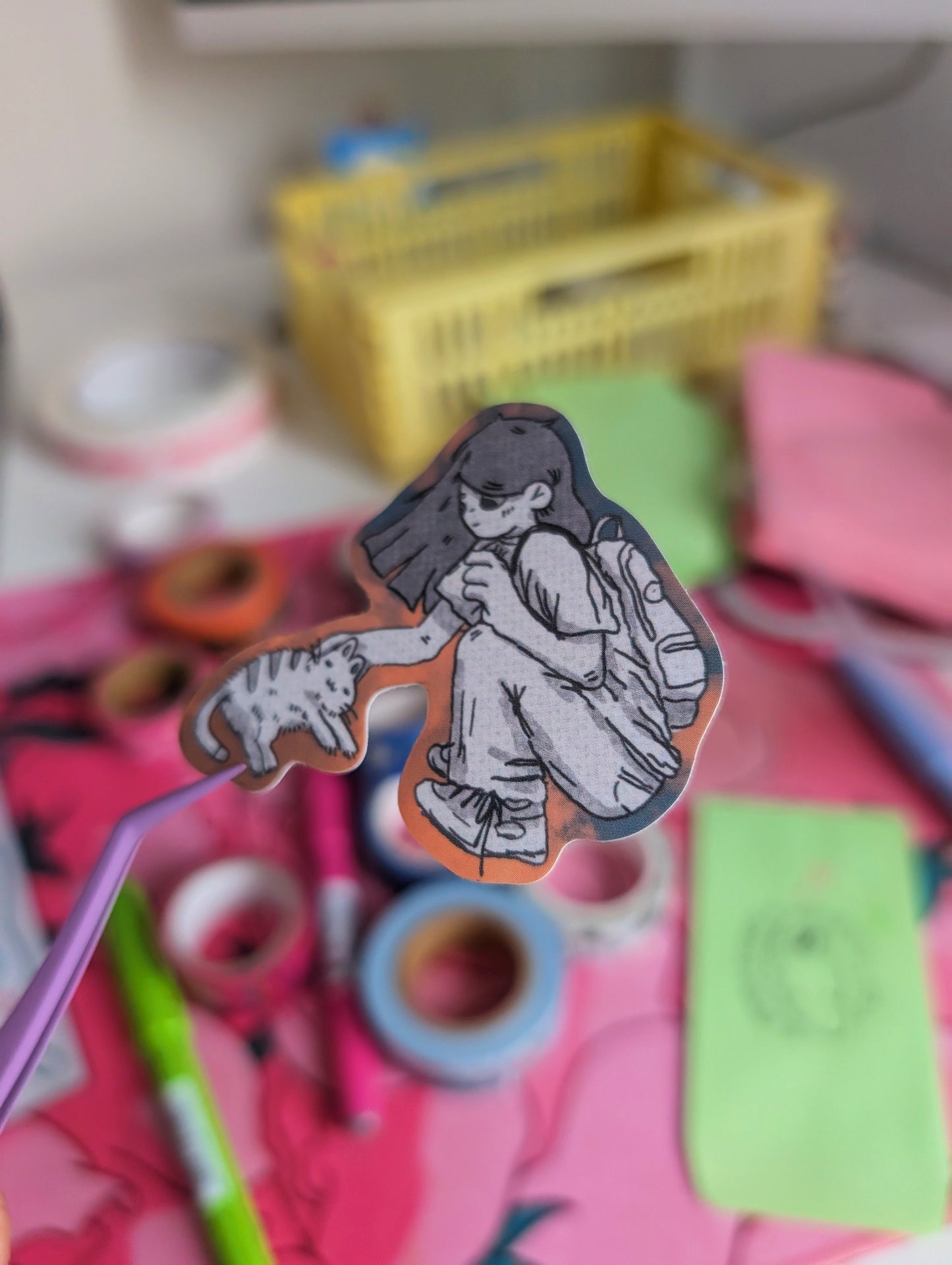 petting cats sticker