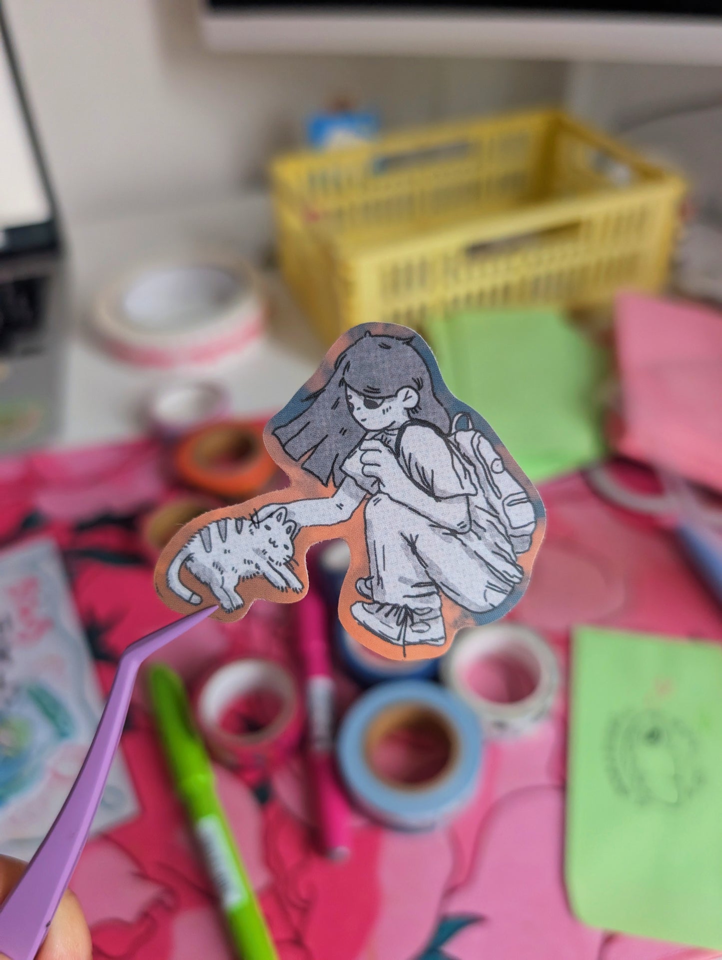 petting cats sticker