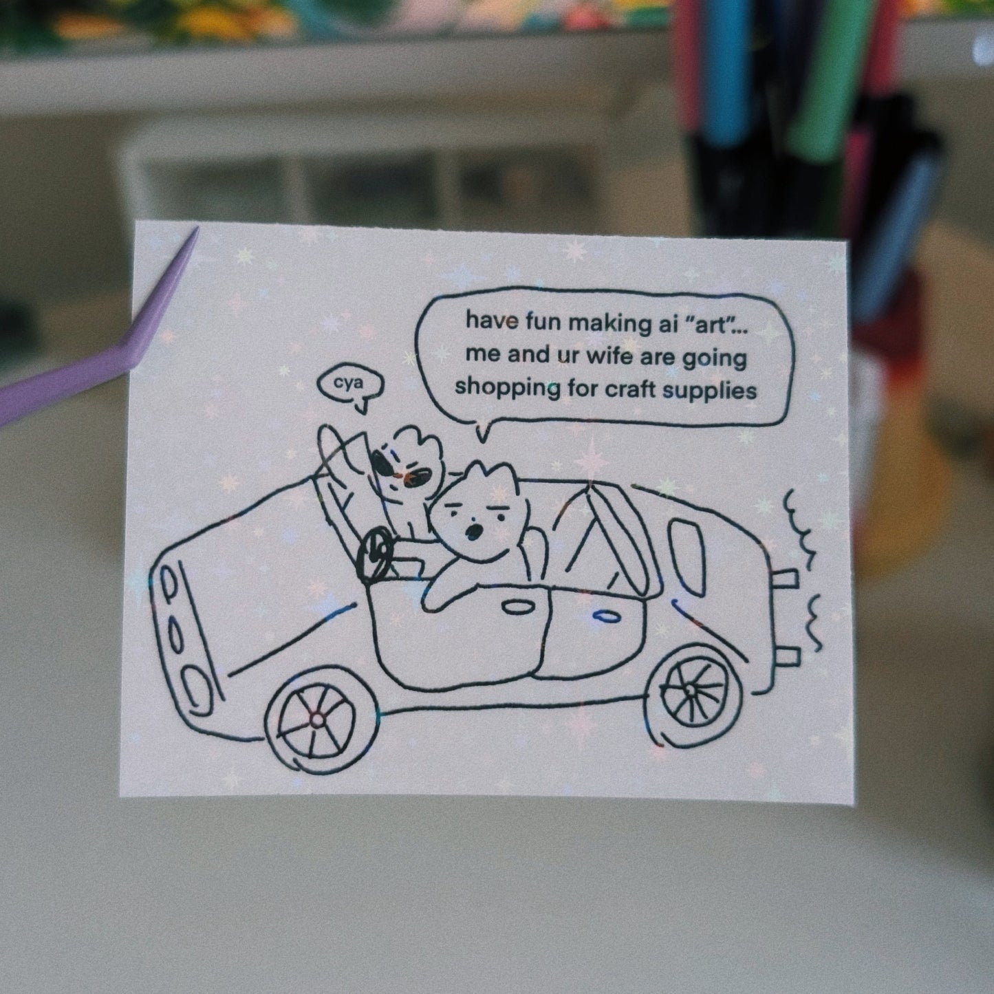 ai art sucks bunny sticker