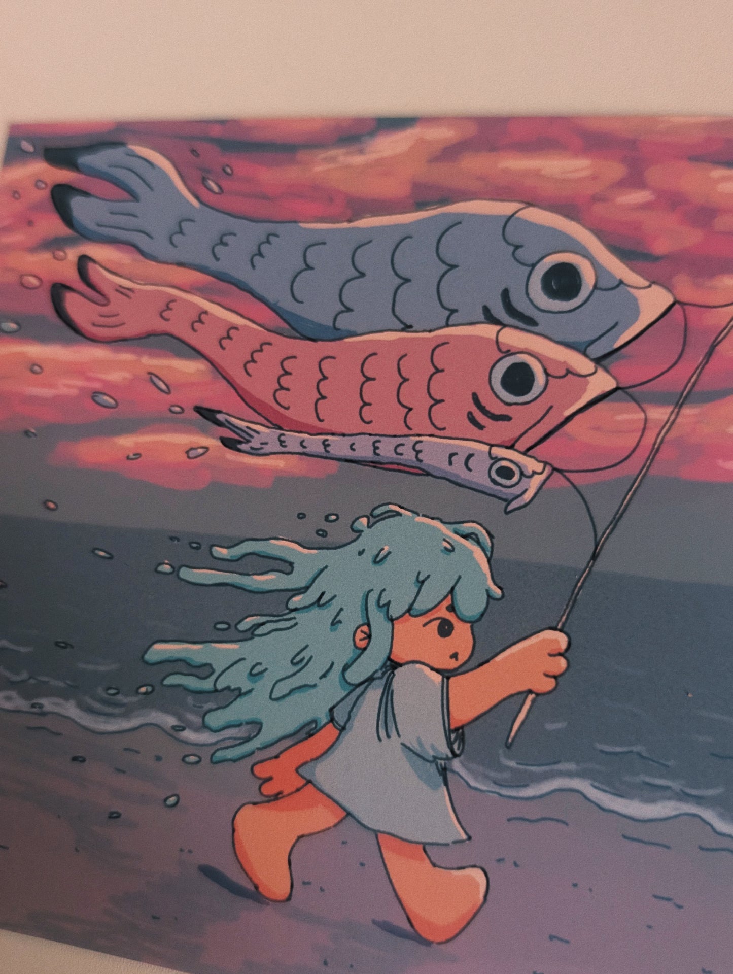 kite girl art print 5x5"
