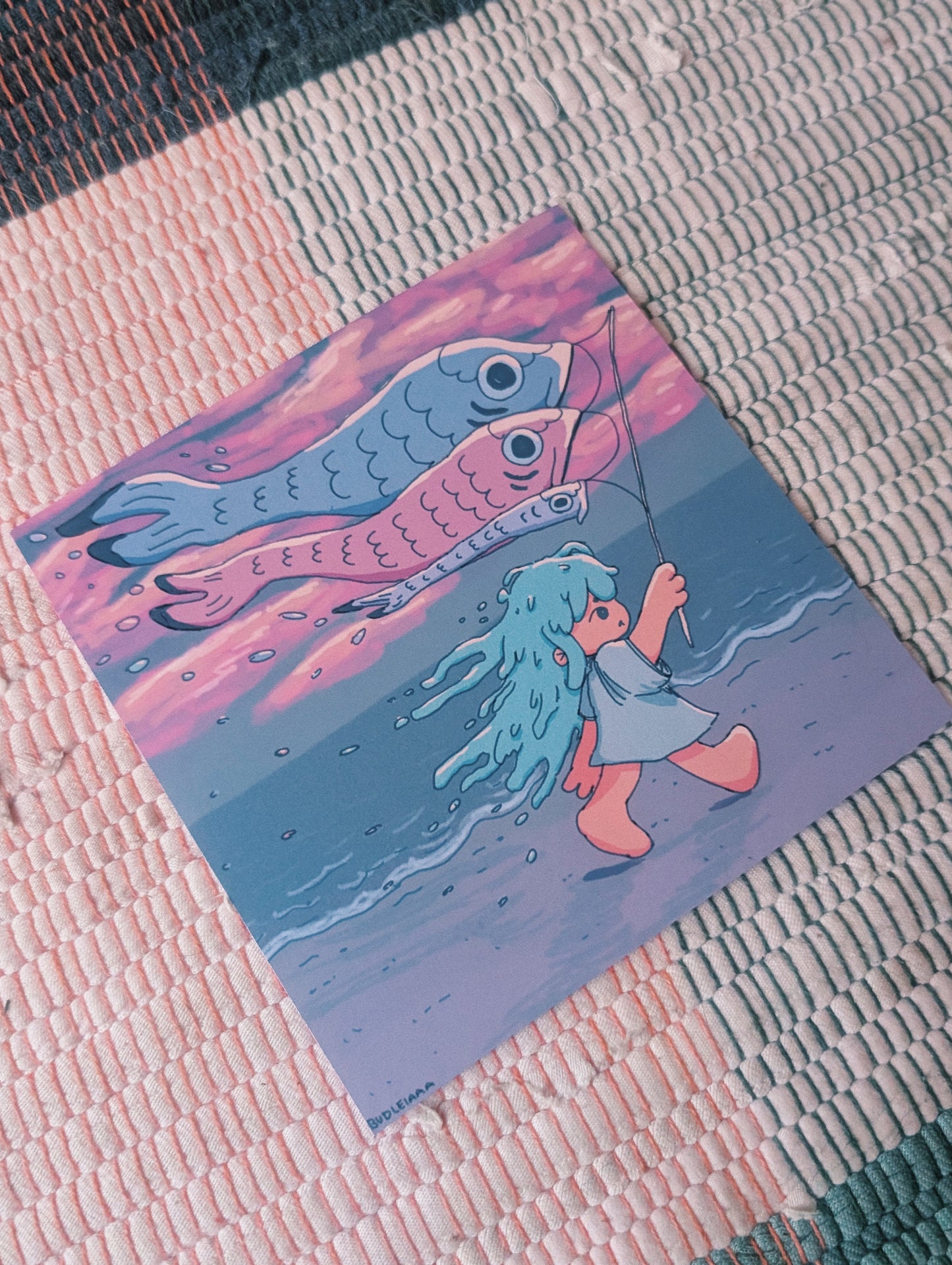 kite girl art print 5x5"