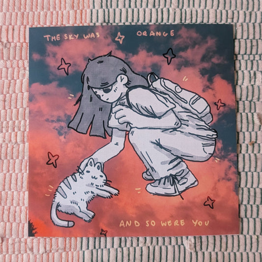 petting cats art print 5x5"