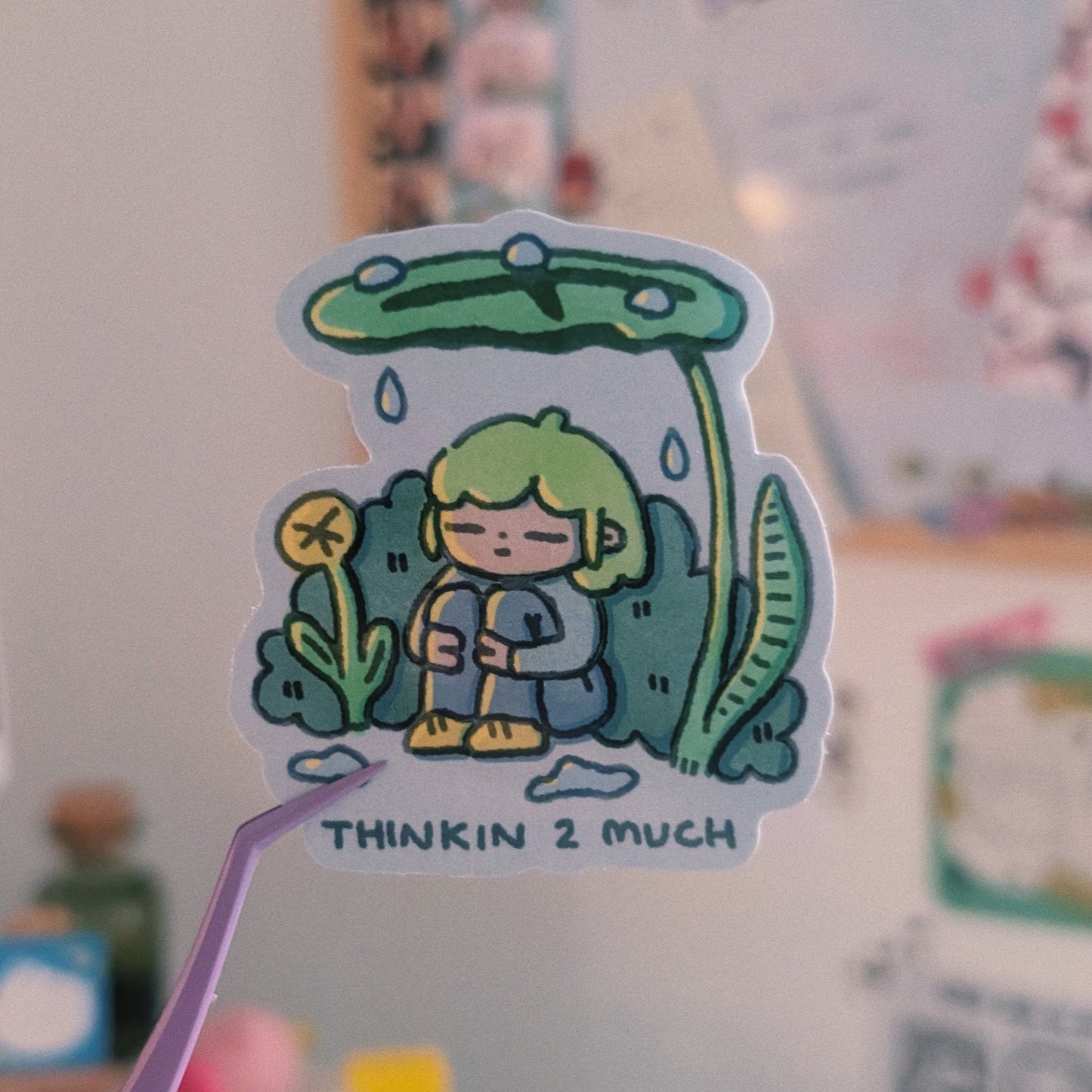 thinkin 2 much sticker