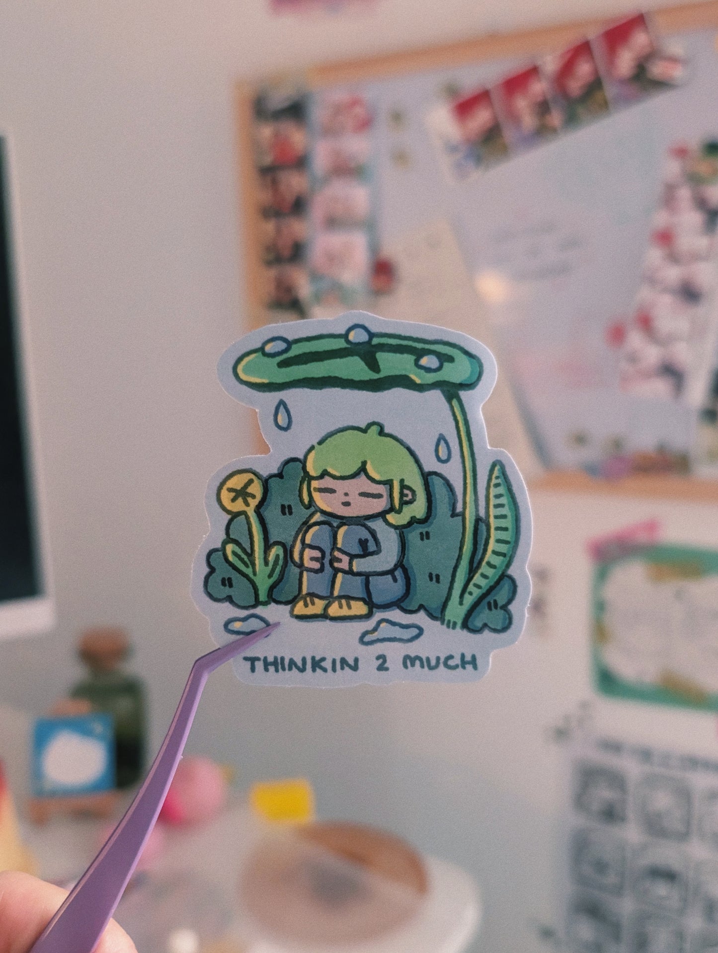 thinkin 2 much sticker