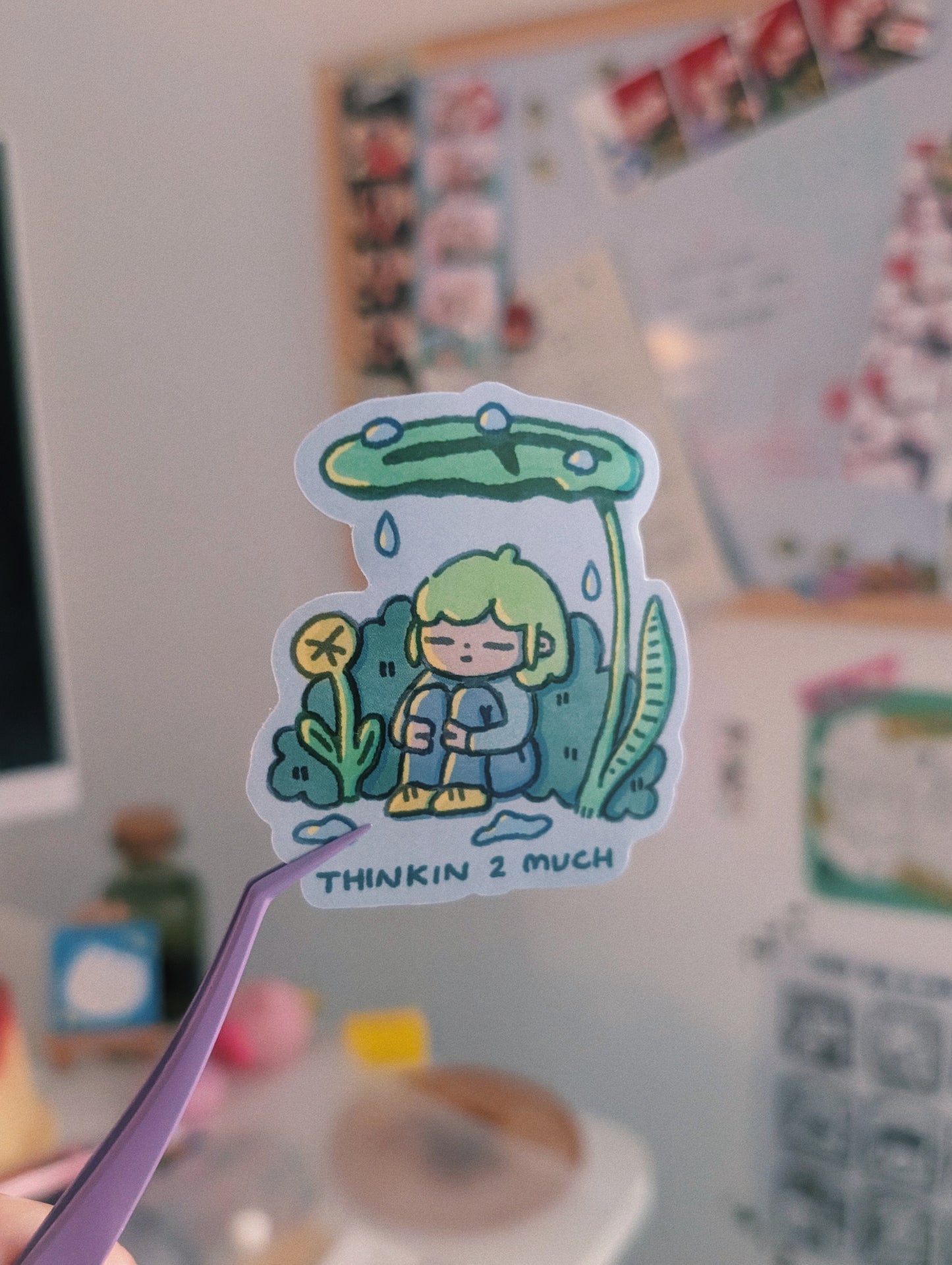 thinkin 2 much sticker