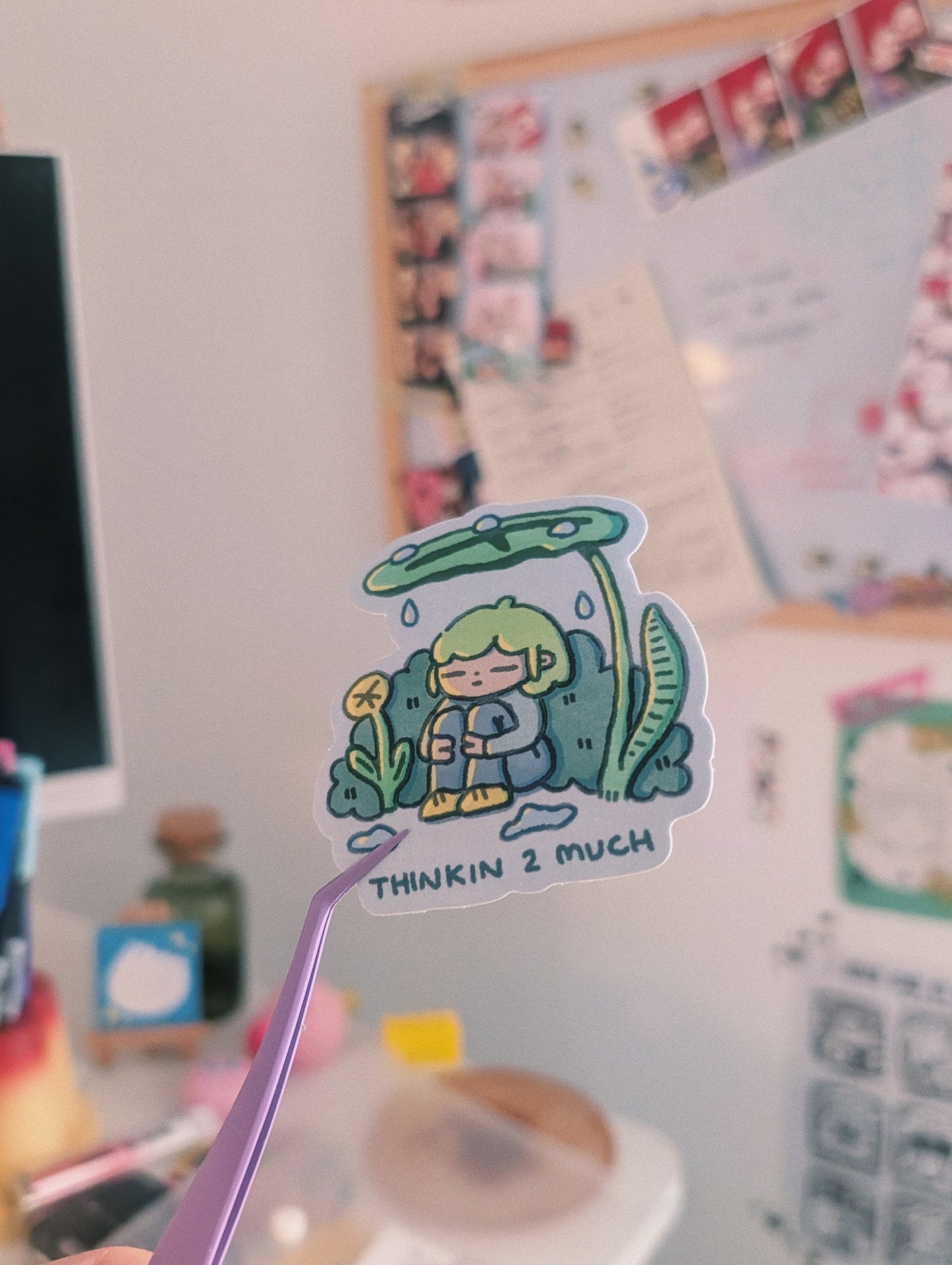 thinkin 2 much sticker