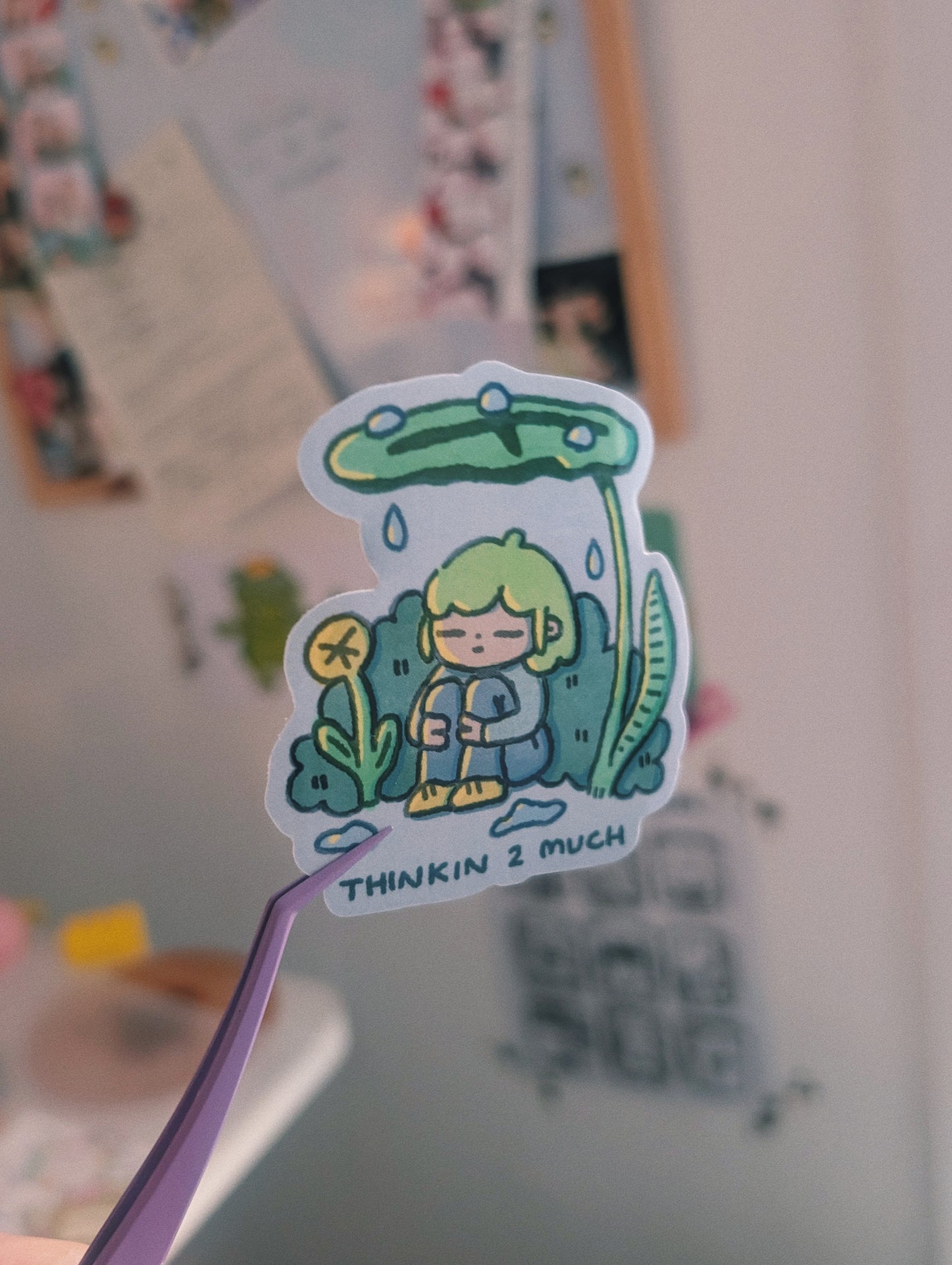 thinkin 2 much sticker