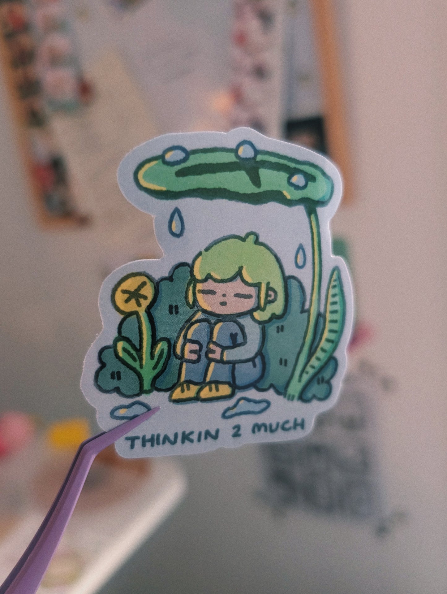 thinkin 2 much sticker