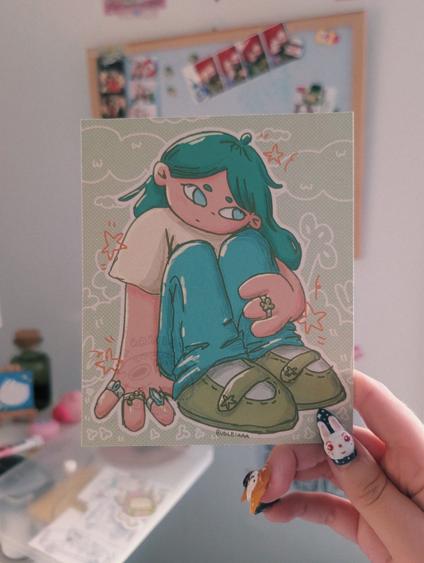 thinking girl print 12.5x15cm