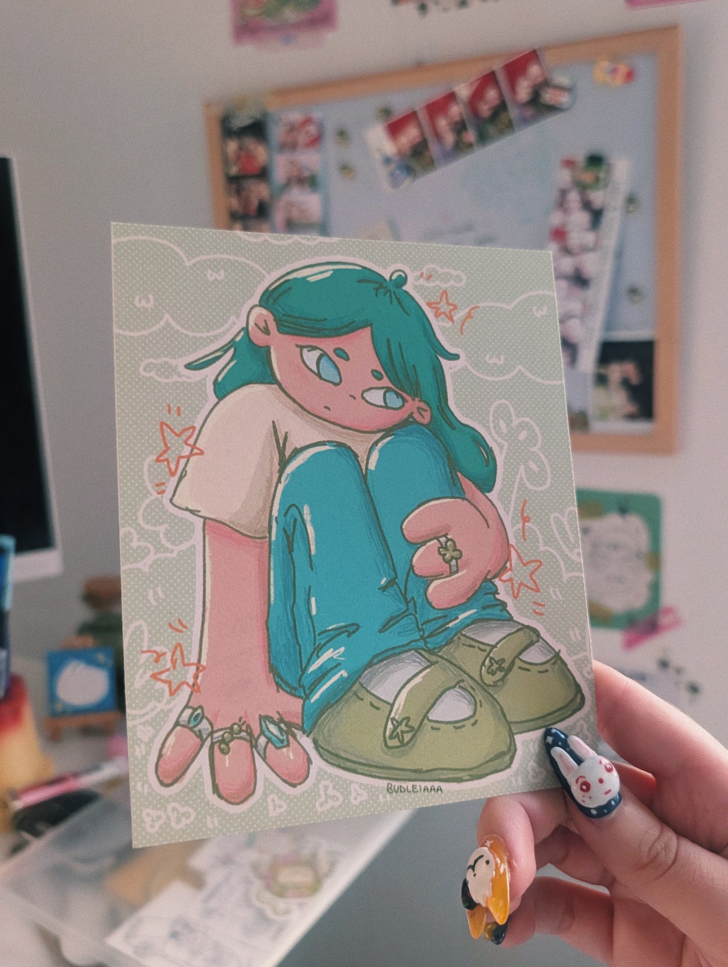 thinking girl print 12.5x15cm