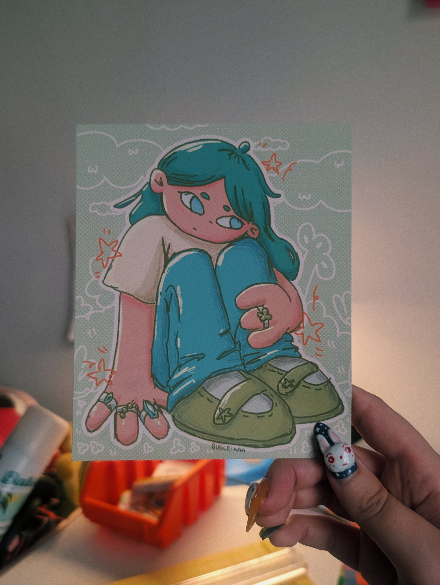 thinking girl print 12.5x15cm