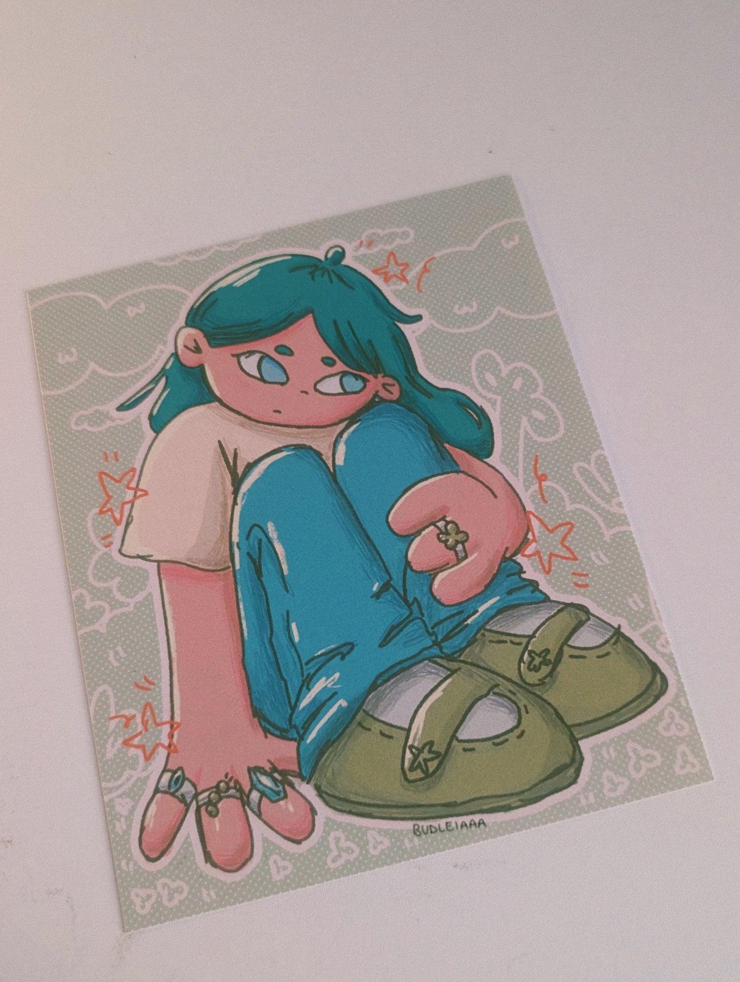 thinking girl print 12.5x15cm