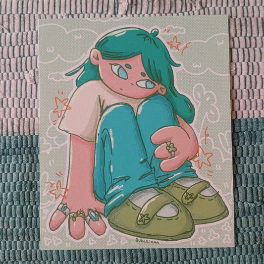 thinking girl print 12.5x15cm