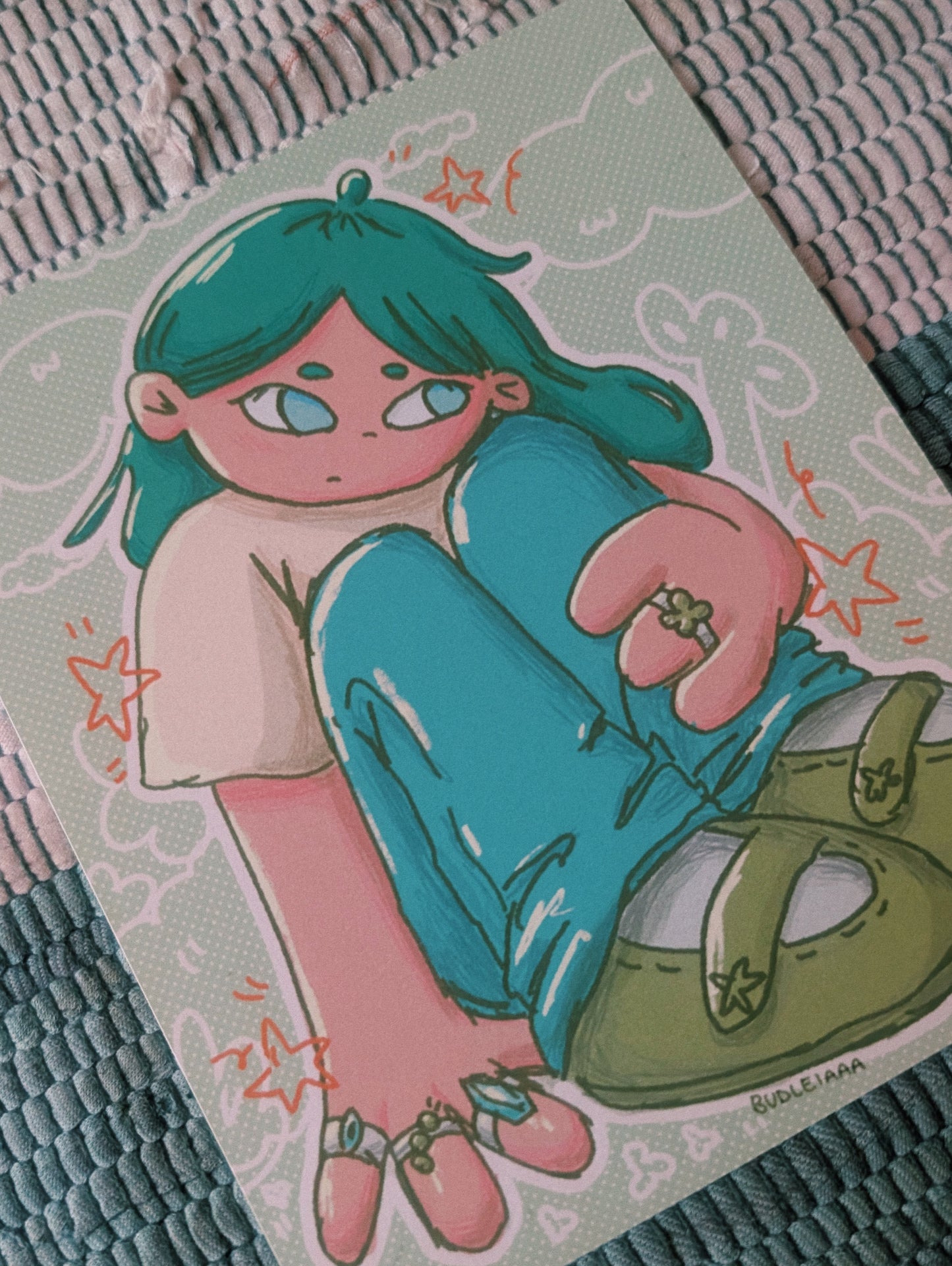thinking girl print 12.5x15cm