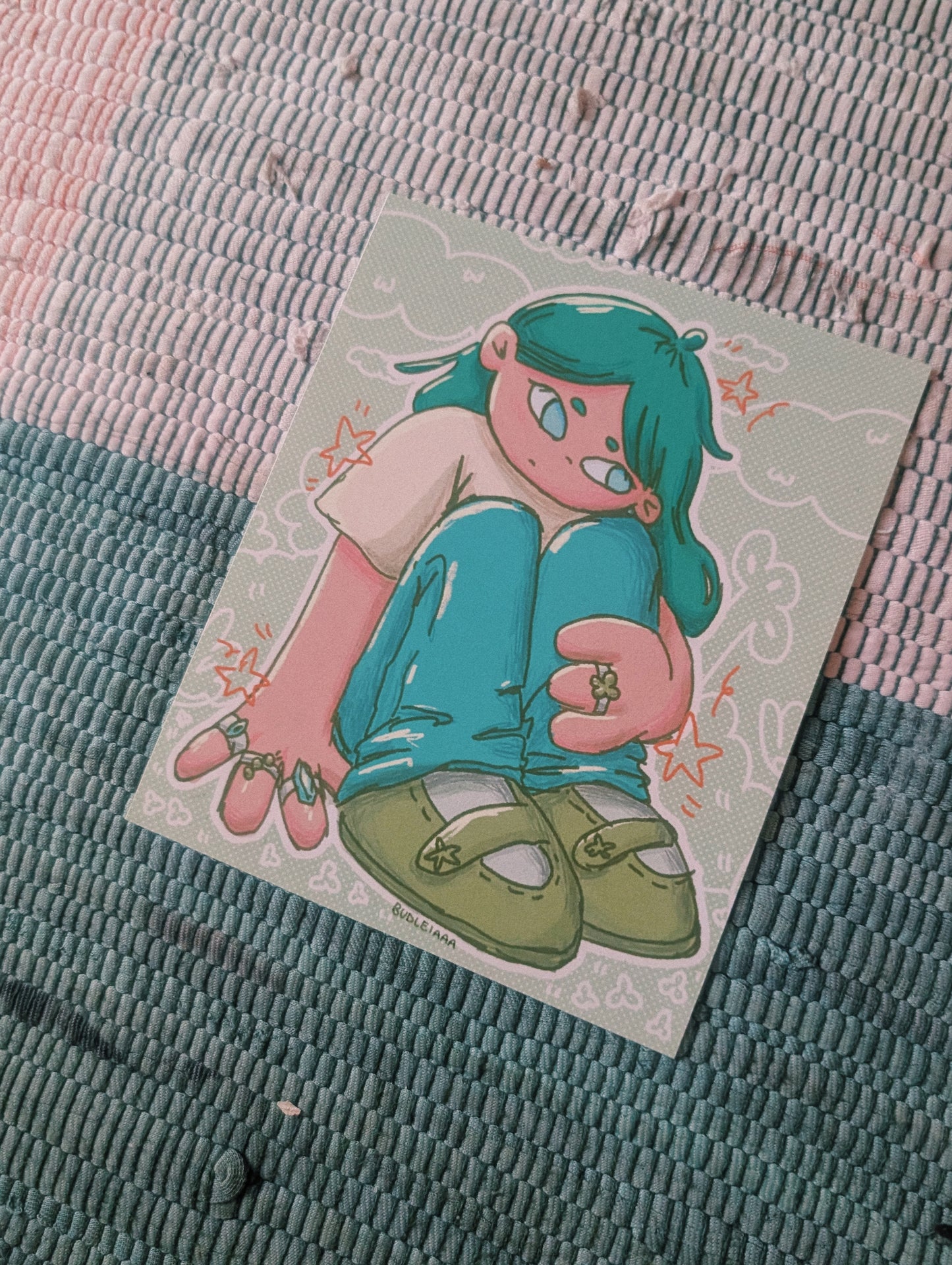 thinking girl print 12.5x15cm