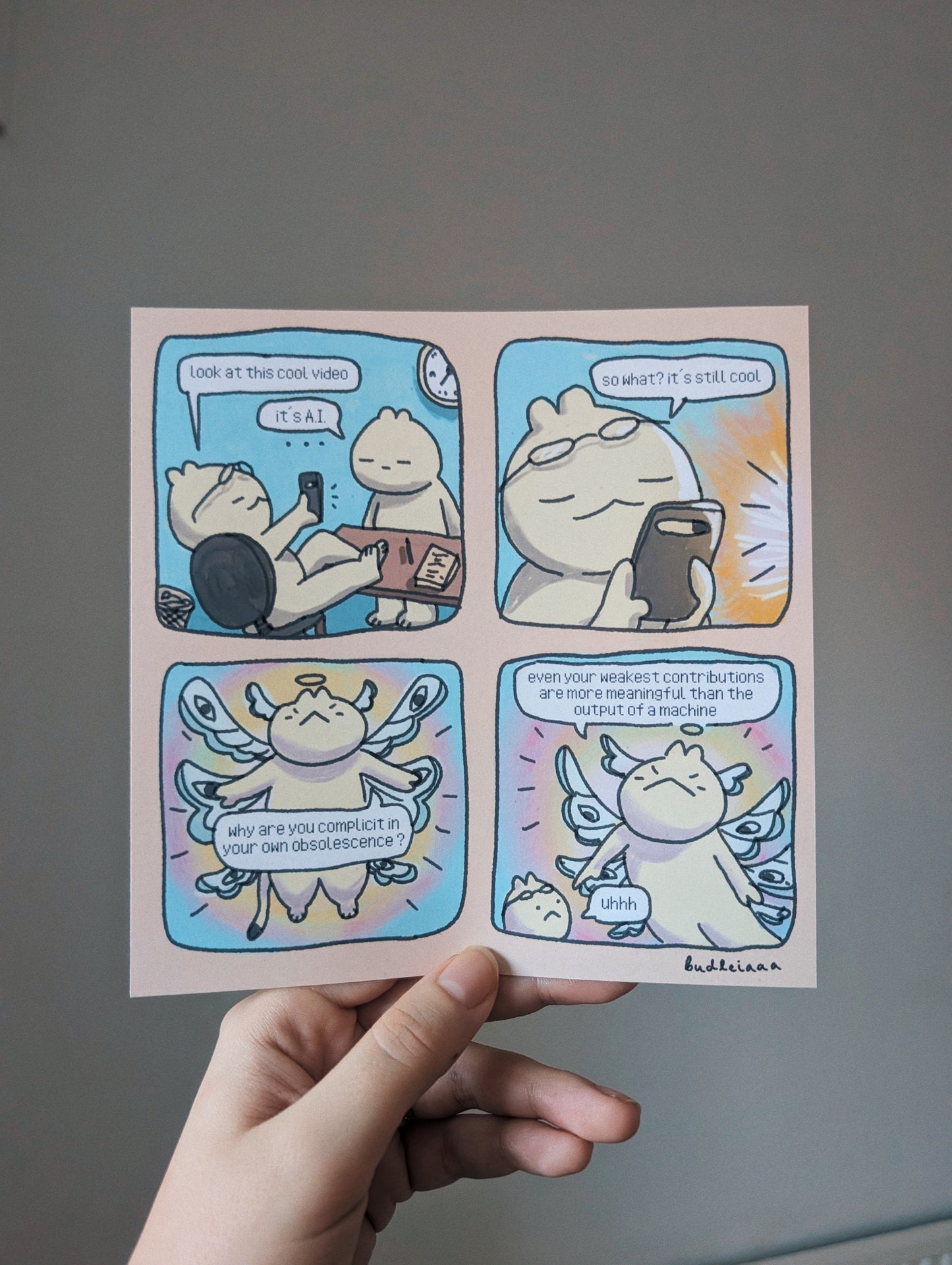 anti ai slop comic strip 7x7"
