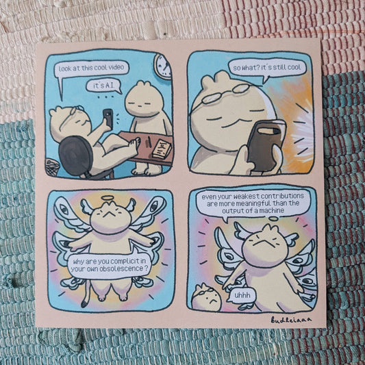 anti ai slop comic strip 7x7"