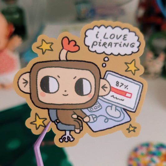 i love pirating monkey sticker