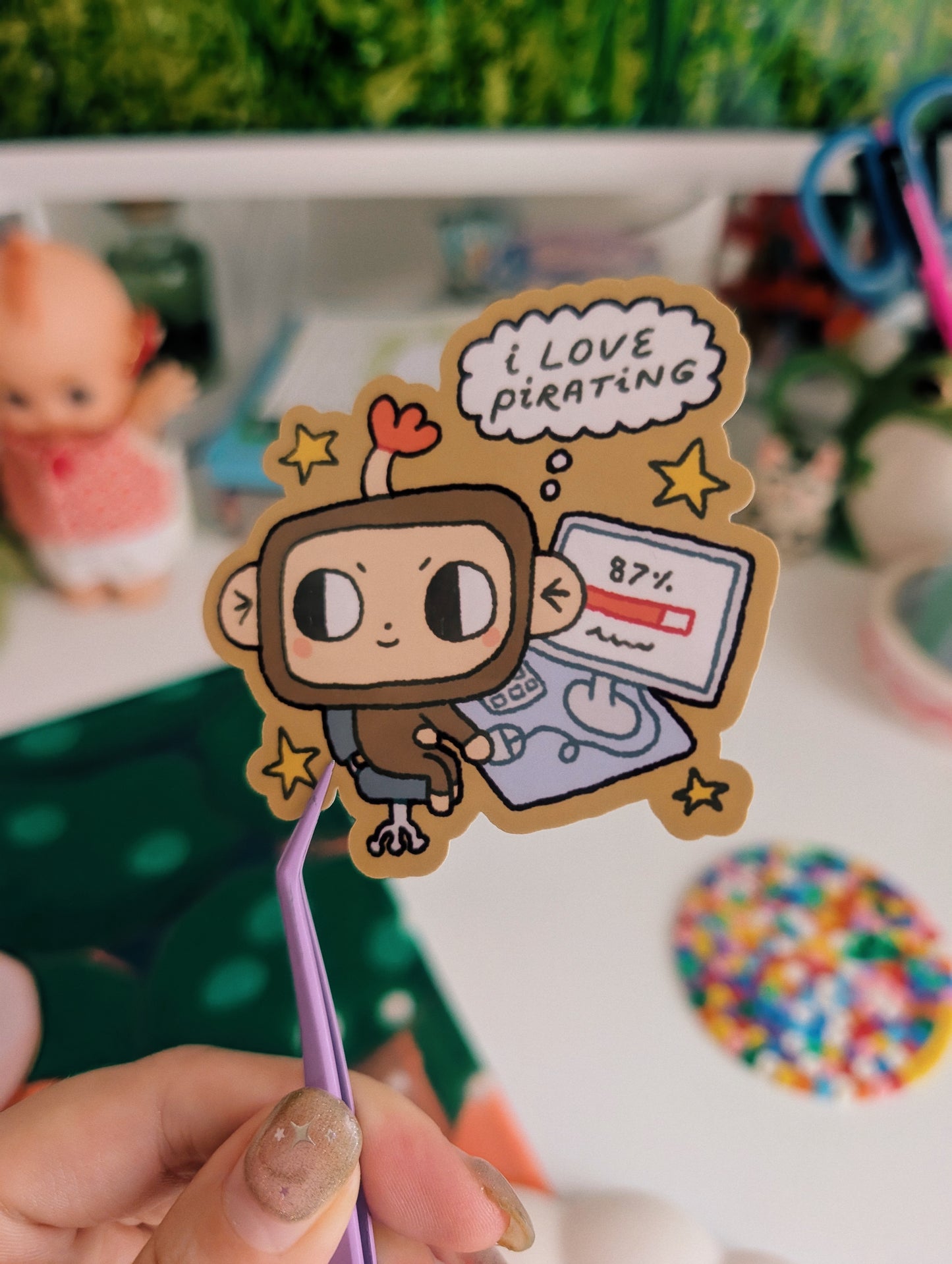 i love pirating monkey sticker