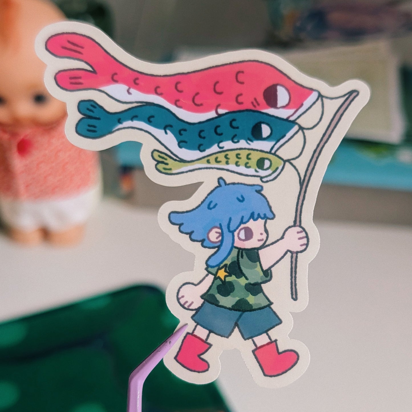 koinobori fish girl sticker