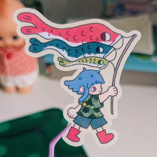 koinobori fish girl sticker